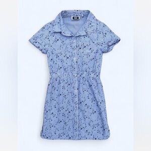 Kith seersucker girls dress 100% cotton floral nautical coastal L 10-12